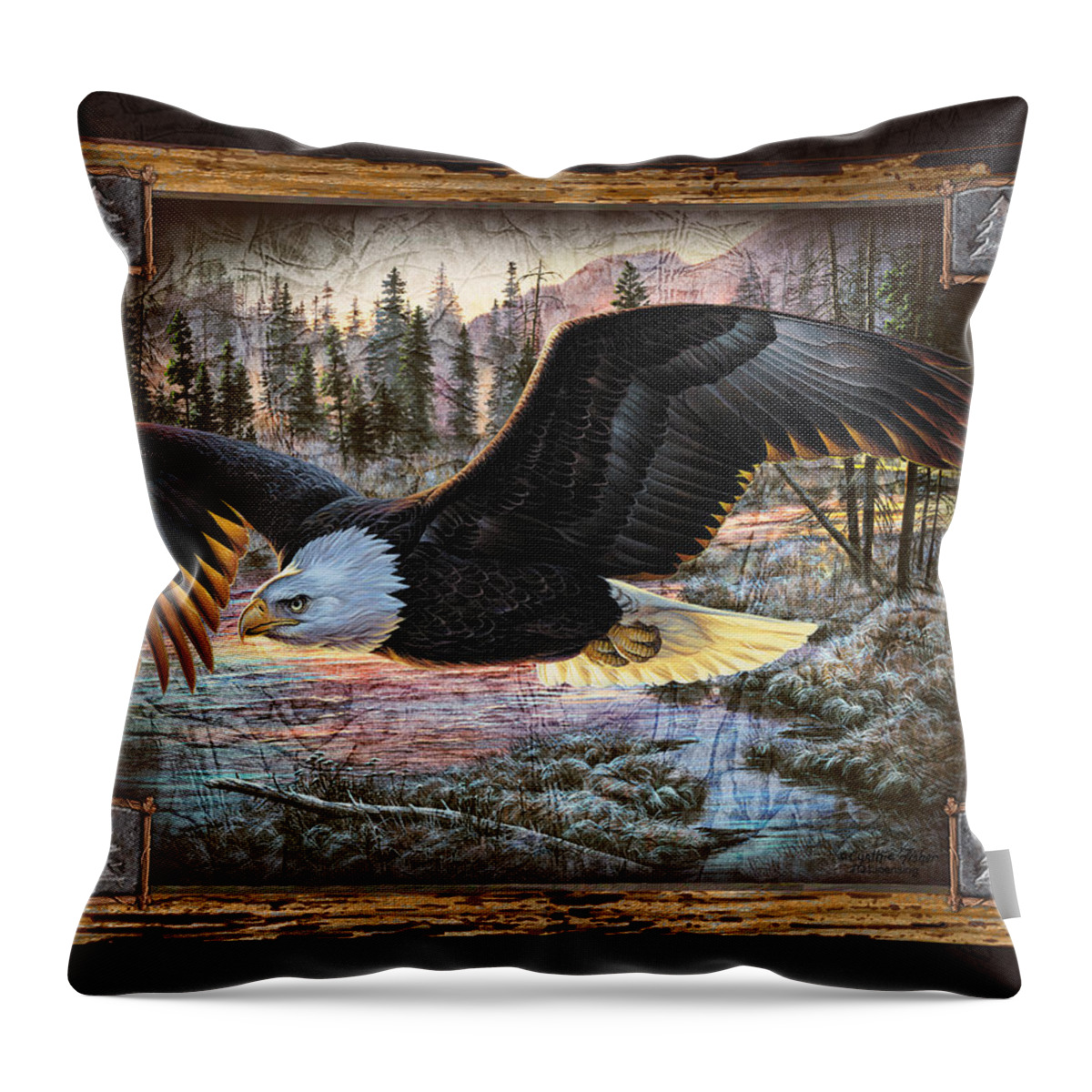 Cynthie Fisher Throw Pillow featuring the painting Deco Eagle by JQ Licensing