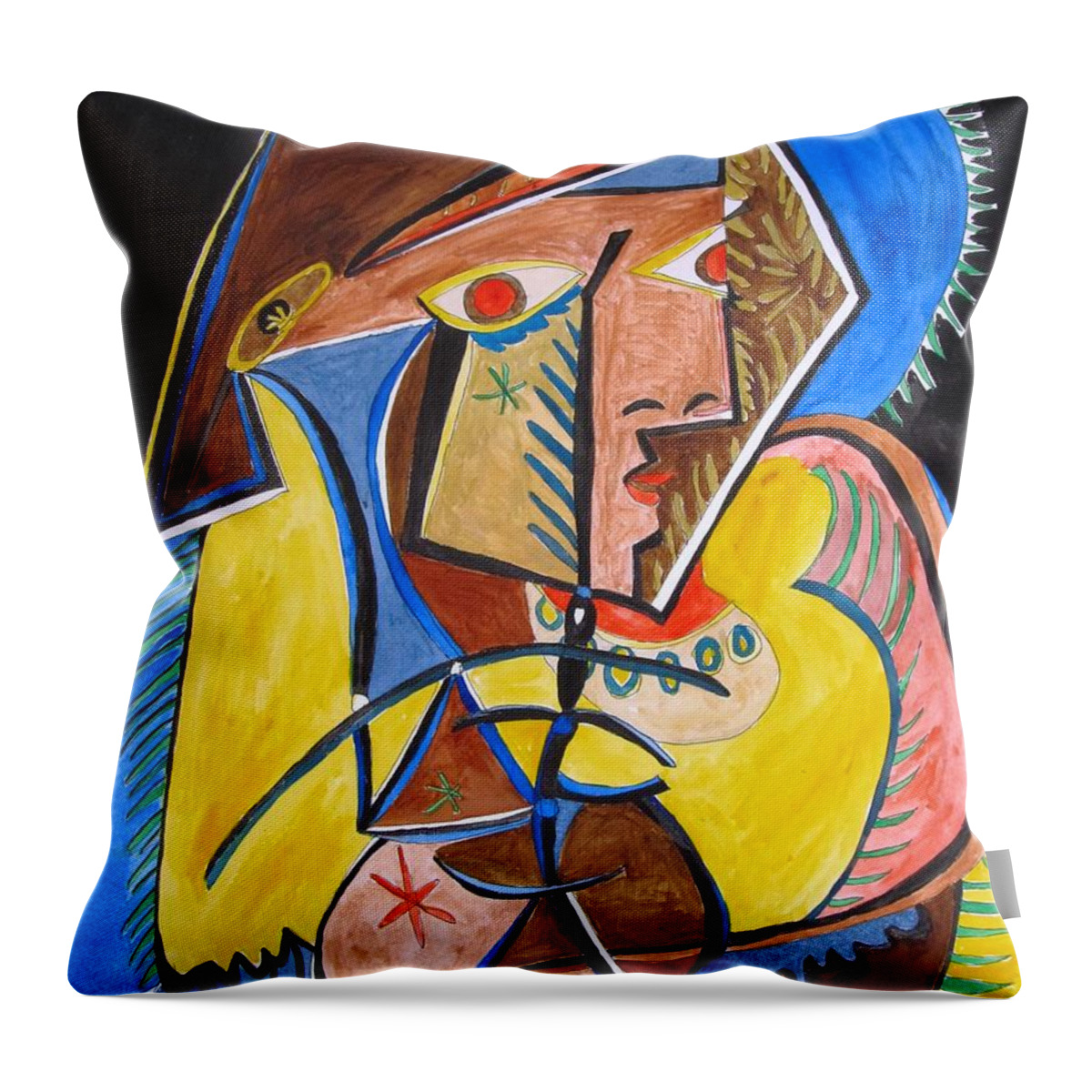 Deconstructing Picasso - A Sexy Woman Throw Pillow featuring the painting Deconstructing Picasso - a Sexy Woman by Esther Newman-Cohen