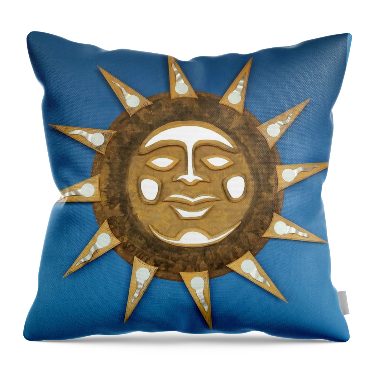 Ornamental Throw Pillow featuring the mixed media Decorative SUN by Edward Pebworth