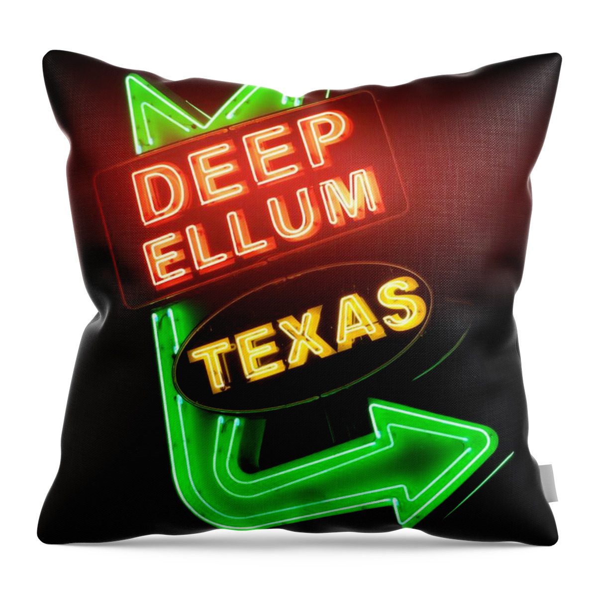 Deep Ellum Throw Pillow featuring the photograph Deep Ellum Red Glow by Robert ONeil