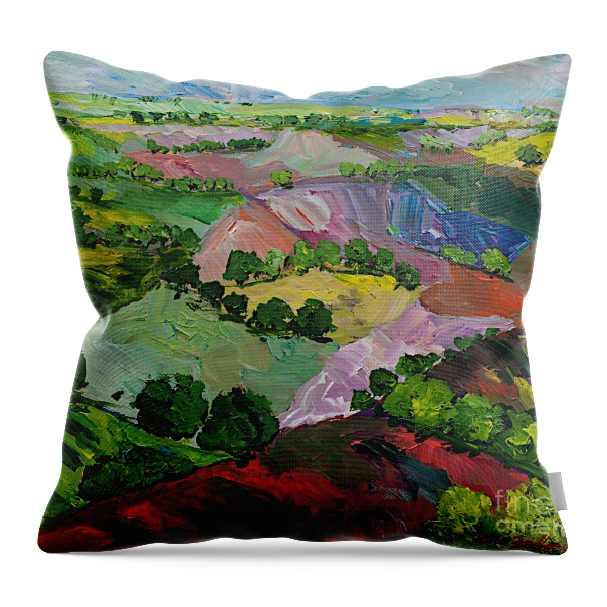 Landscape Throw Pillow featuring the painting Deep Ridge Red Hill by Allan P Friedlander