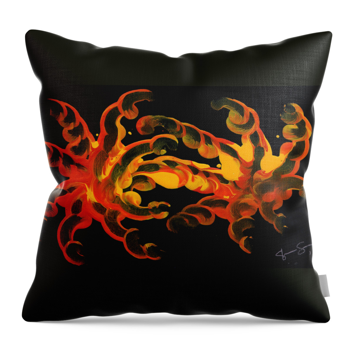 Sea Throw Pillow featuring the painting Deep Sea Forms 2 by Steve Sommers