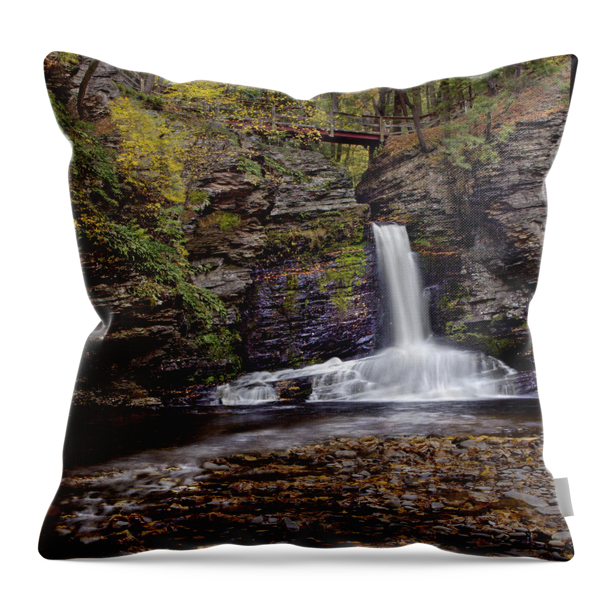 Water Fall Throw Pillow featuring the photograph Deer Leap Falls by Susan Candelario