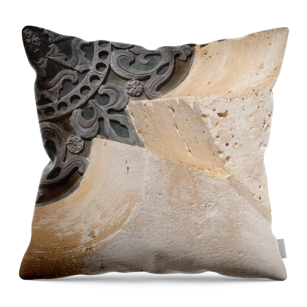 Limestone Throw Pillow featuring the photograph DeGoyler Limestone by Cheryl McClure