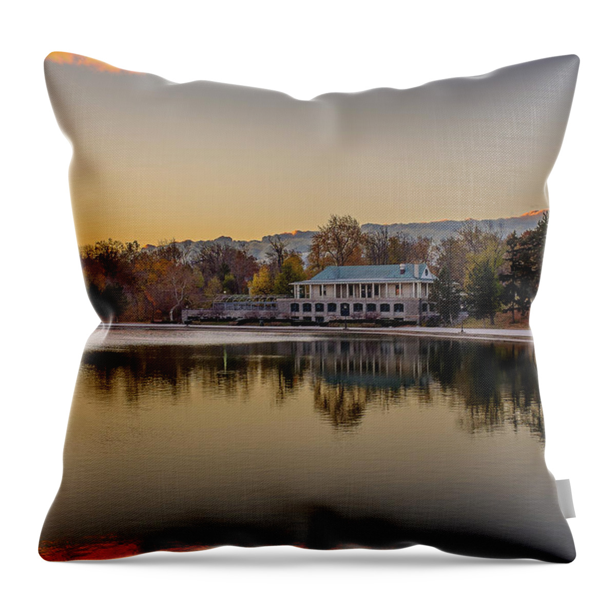 Lake Throw Pillow featuring the photograph Delaware Park Marcy Casino Autumn Sunrise by Chris Bordeleau