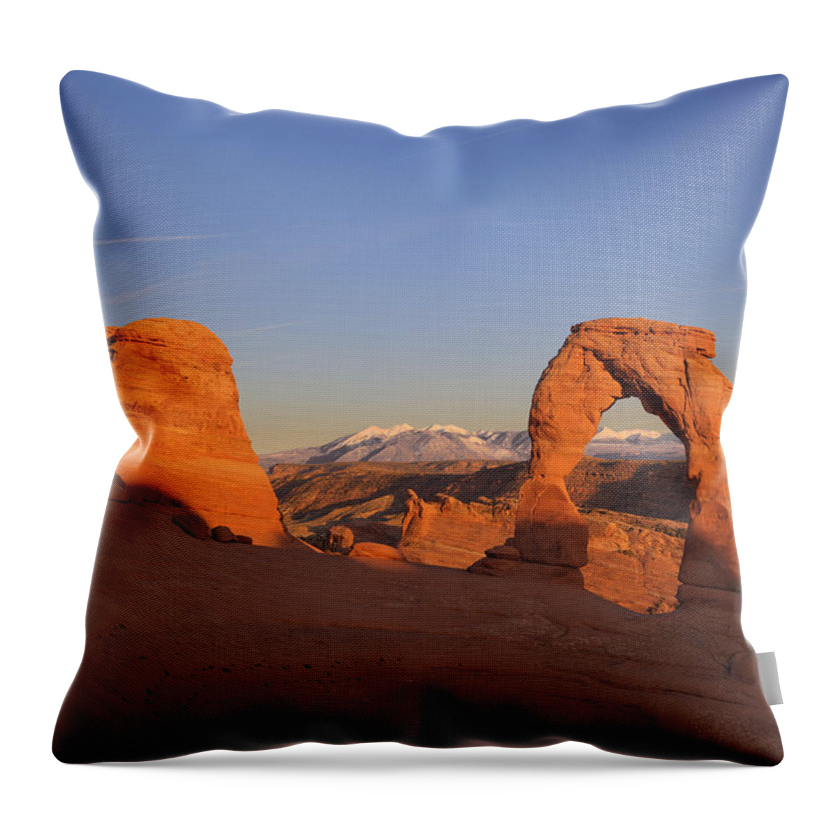Rock Throw Pillow featuring the photograph Delicate Arch at Sunset-2 by Alan Vance Ley