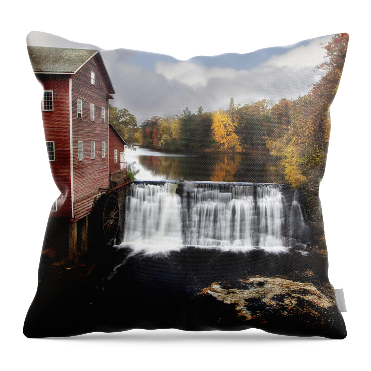 Dells Mill Throw Pillow featuring the photograph Dells Mill Fall color by Don Anderson