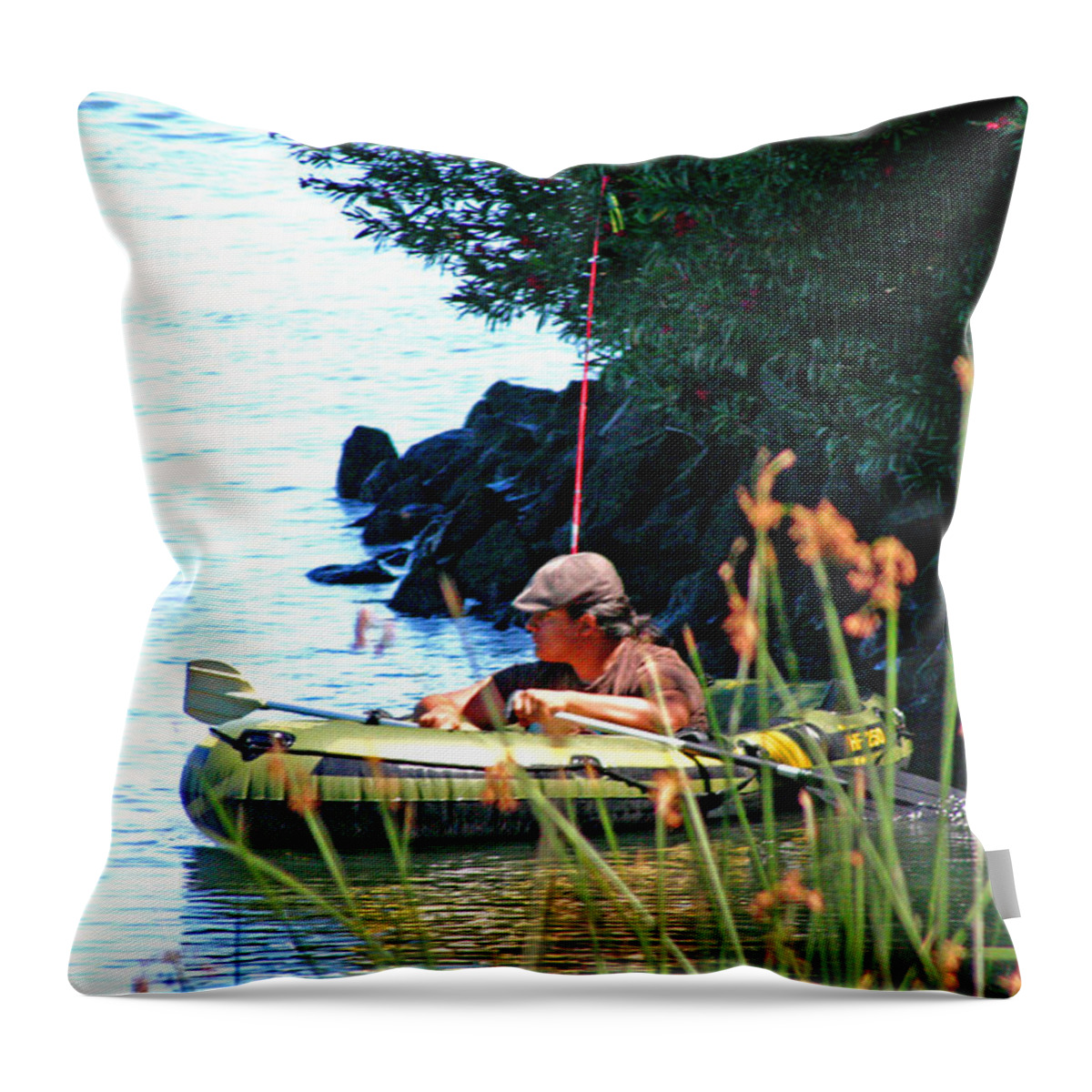 Sacramento River Delta Throw Pillow featuring the photograph Delta Fishing by Joseph Coulombe