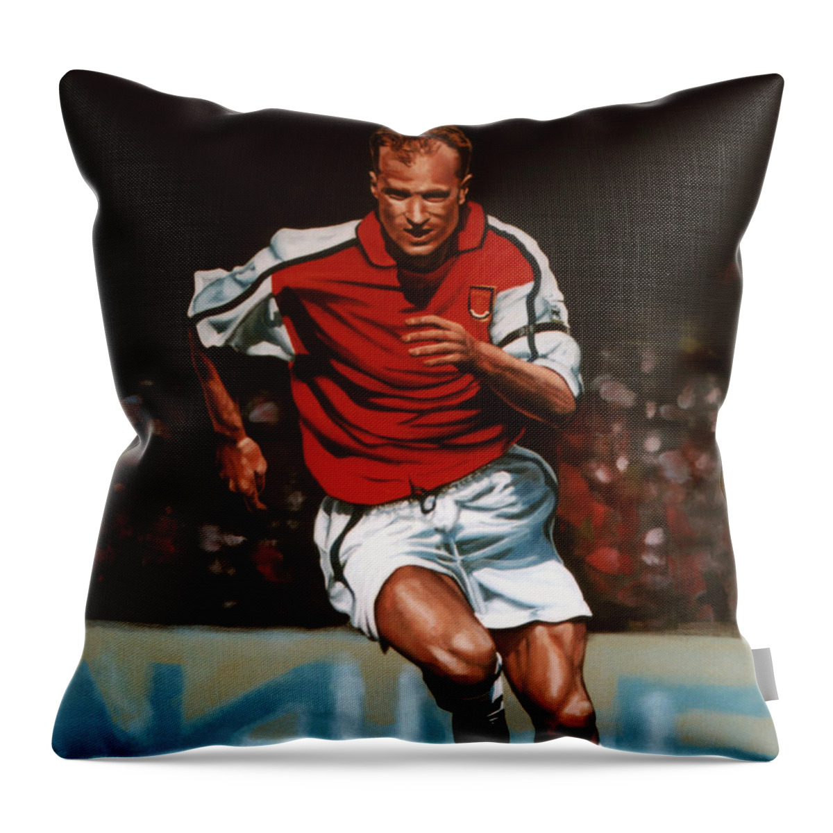 Dennis Bergkamp Throw Pillow featuring the painting Dennis Bergkamp by Paul Meijering
