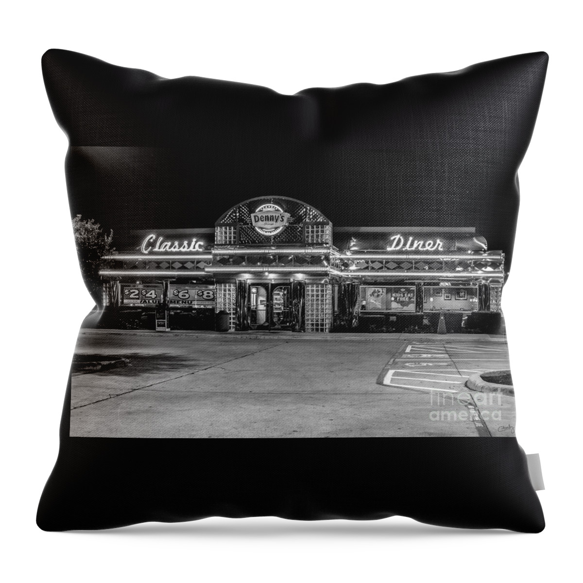 Denny's Diner Throw Pillow featuring the photograph Denny's Classic Diner by Imagery by Charly