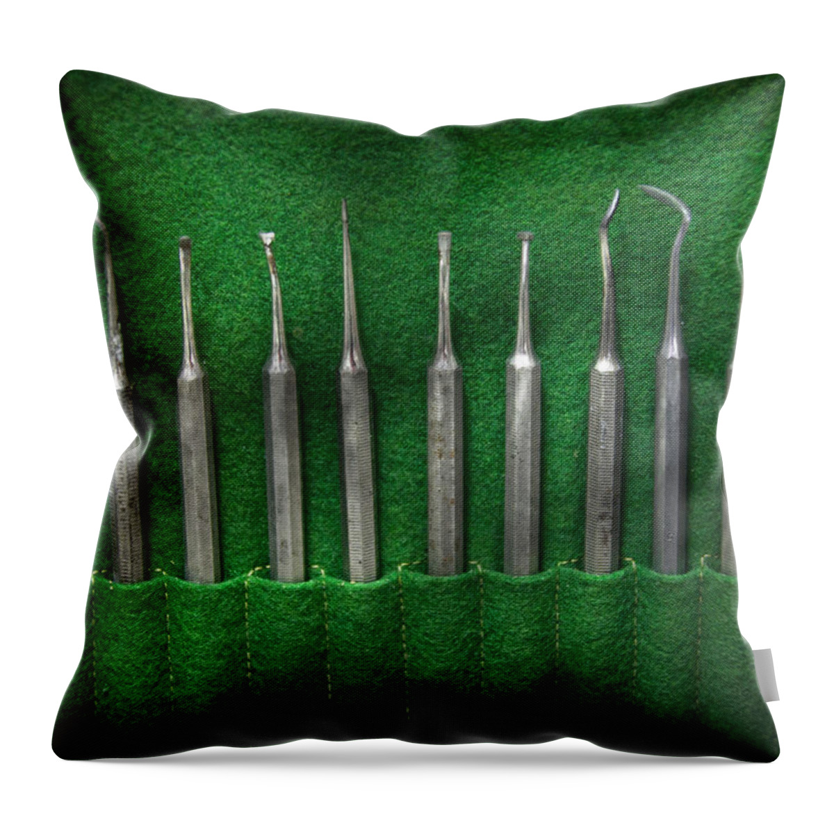 Savad Throw Pillow featuring the photograph Dentist - The kit by Mike Savad