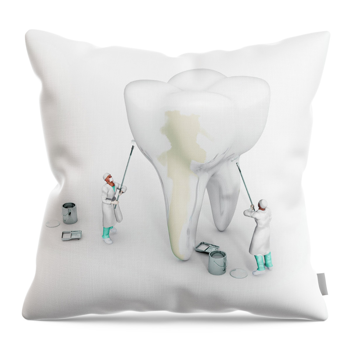 Adult Throw Pillow featuring the painting Dentists Whitening Large Tooth by Ikon Ikon Images