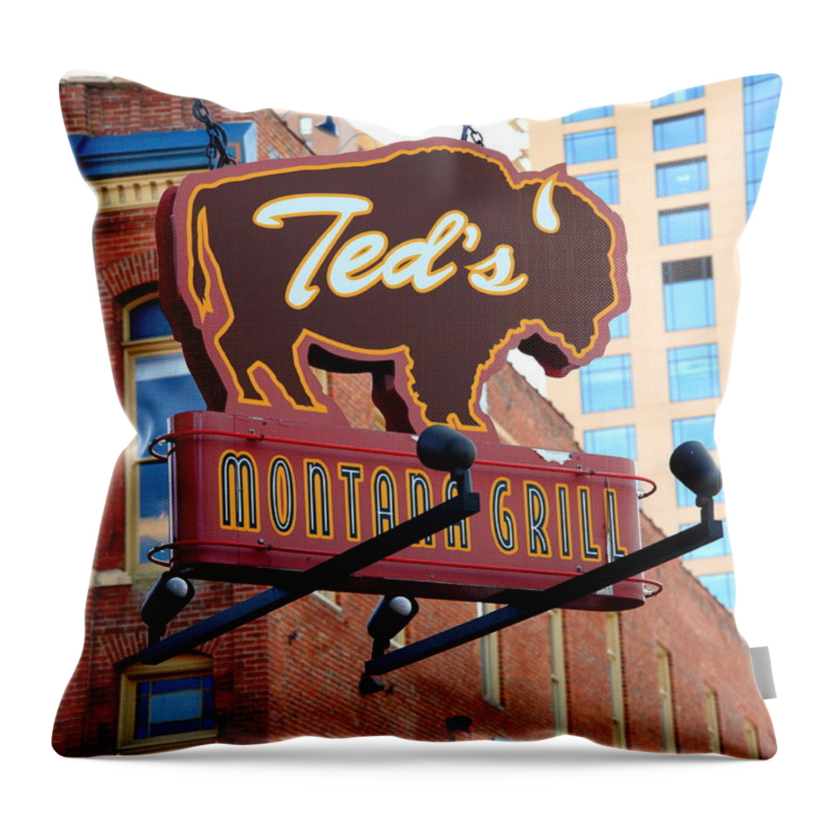 America Throw Pillow featuring the photograph Denver - Ted's Montana Grill by Frank Romeo