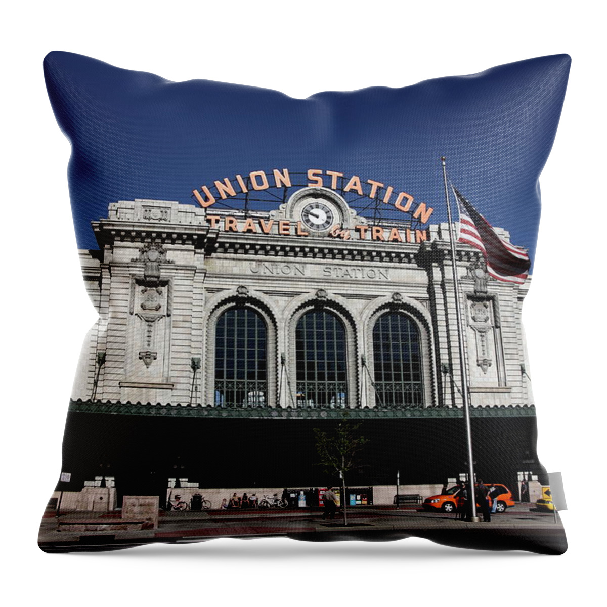 America Throw Pillow featuring the photograph Denver - Union Station by Frank Romeo