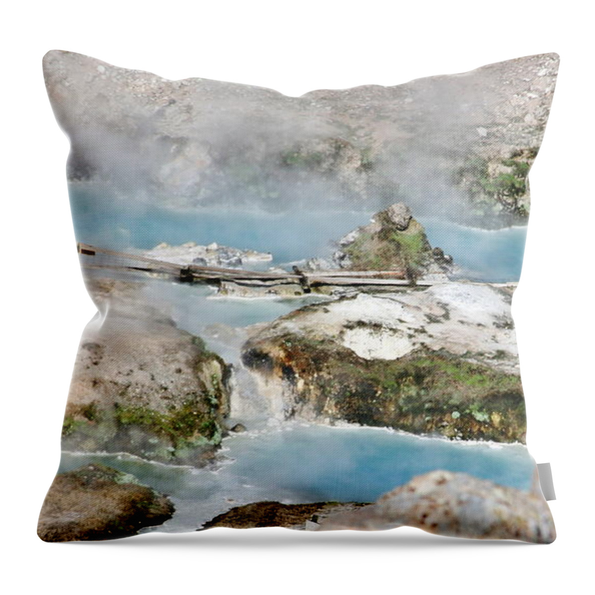 Hot Creek Throw Pillow featuring the photograph Depths Of Hell by Marilyn Diaz