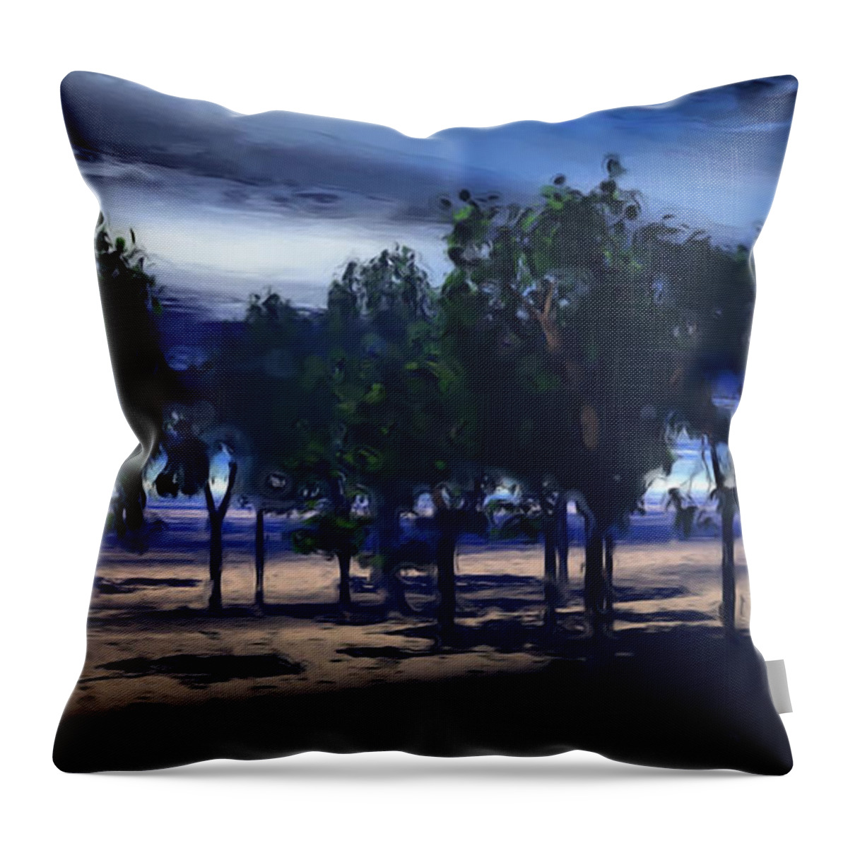 Trees Throw Pillow featuring the painting Desert Oasis by Wayne Bonney