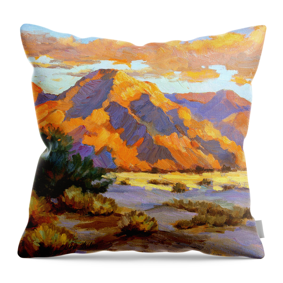 Desert Sunset Throw Pillow featuring the painting Desert Sunset by Diane McClary