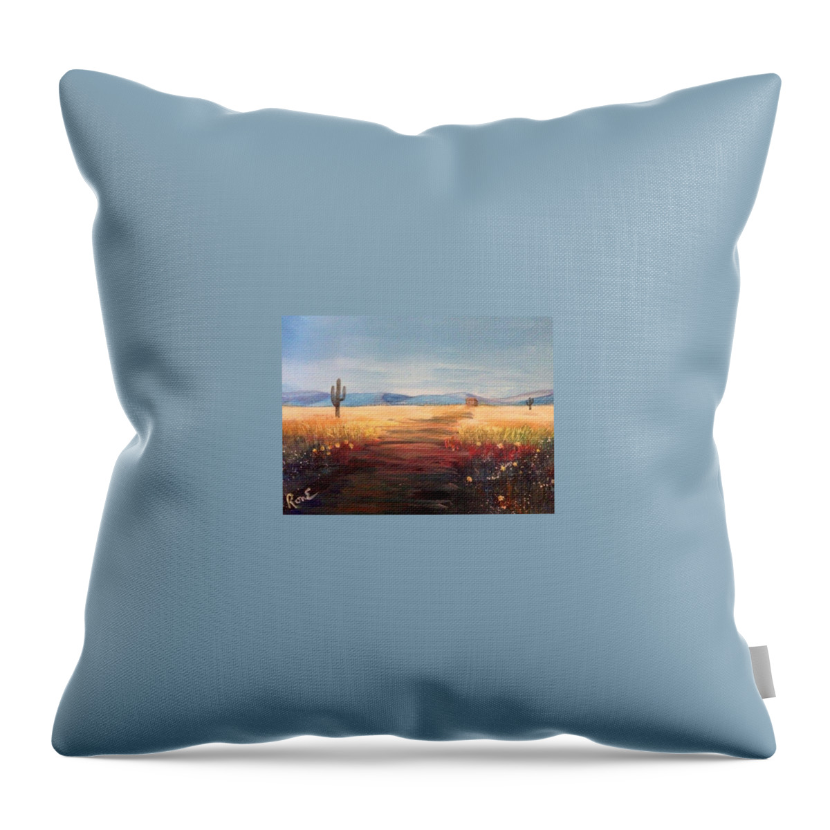  Desert. Sunset Throw Pillow featuring the painting Desert Sunset by Ronnie Egerton