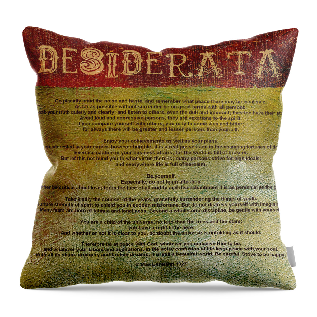 Desiderata Throw Pillow featuring the digital art Desiderata by Michelle Calkins