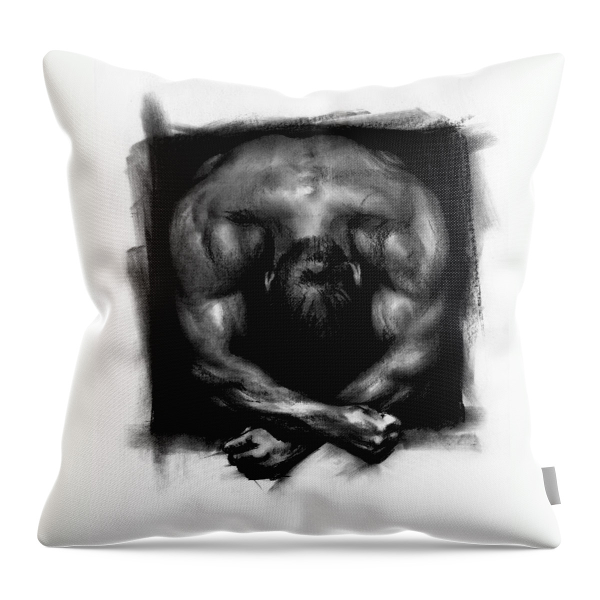 Figurative Throw Pillow featuring the drawing Despondent by Paul Davenport