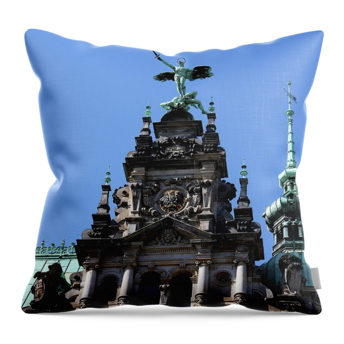 City Hall Throw Pillow featuring the photograph Detail City Hall Hamburg by Christiane Schulze Art And Photography