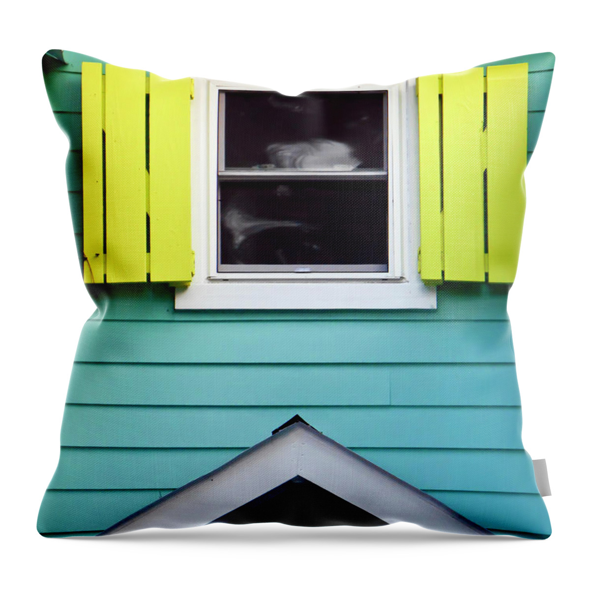 Beach Hut Throw Pillow featuring the photograph Detail Of Beach Cottage by Joseph Shields