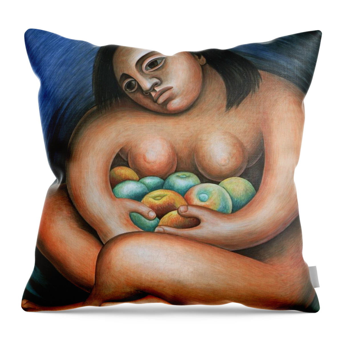Diego Rivera Throw Pillow featuring the painting Detroit Industry  Detail from the East Wall by Diego Rivera