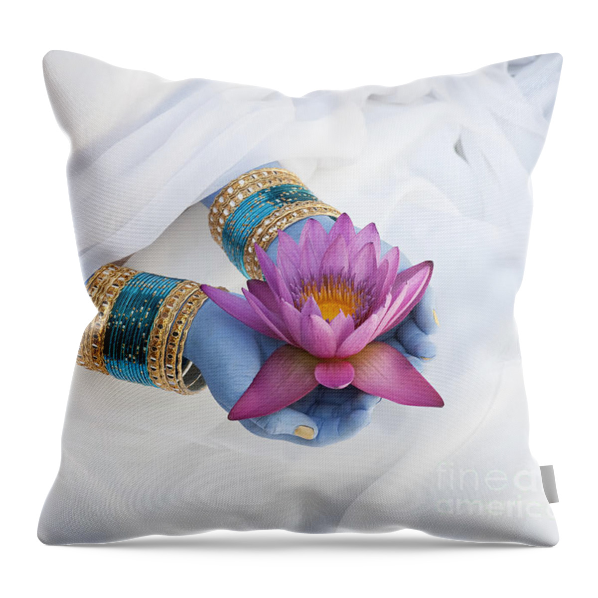 Indian Girl Throw Pillow featuring the photograph Devotion by Tim Gainey