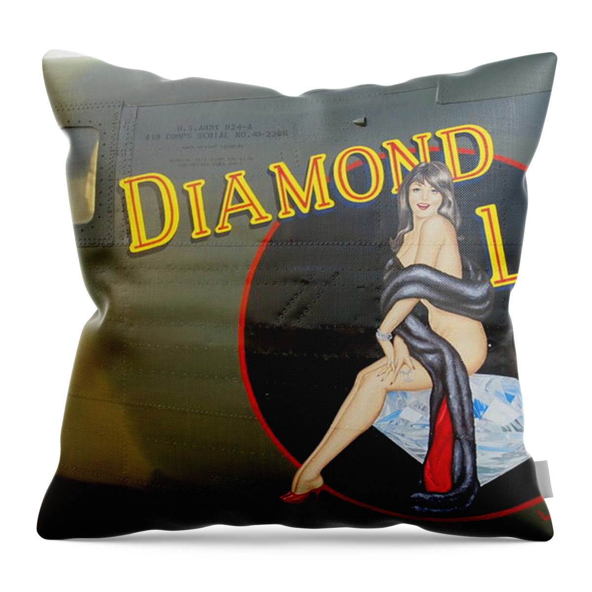 Aircraft Throw Pillow featuring the photograph Diamond Lil B-24 Bomber by Amy McDaniel