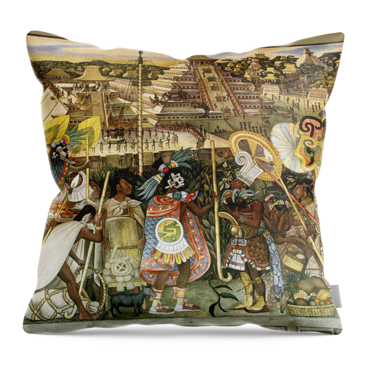 Mexico Throw Pillow featuring the painting Diego Rivera Mural by Dick Davis
