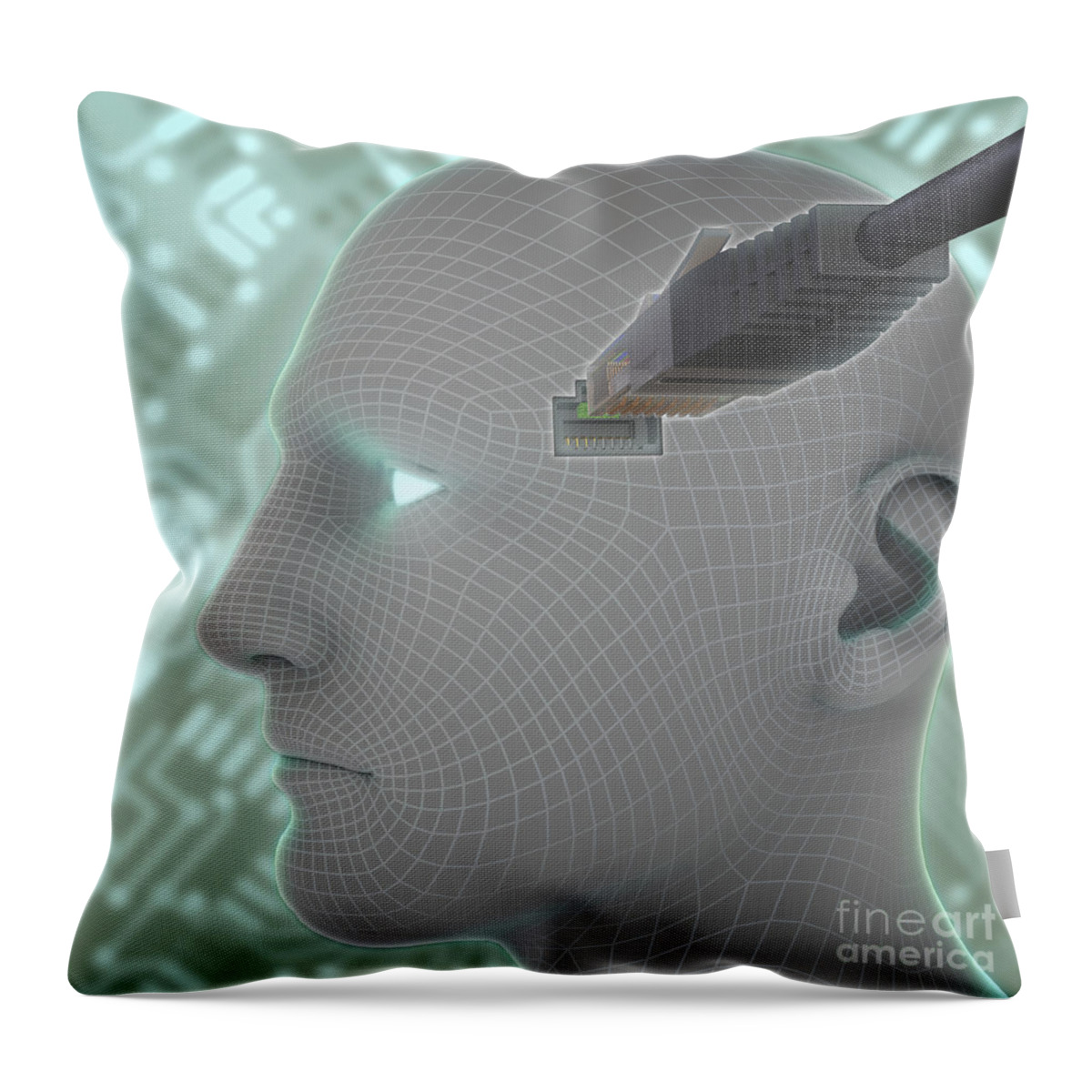 Artificial Intelligence Throw Pillow featuring the photograph Digital Connection by Science Picture Co