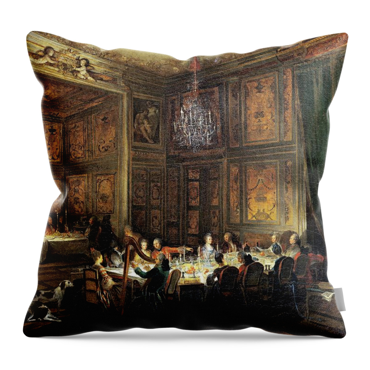 Fruit Throw Pillow featuring the photograph Dinner Of The Prince Of Conti 1717-76 In The Temple, 1766 Oil On Canvas by Michel Barthelemy Ollivier or Olivier