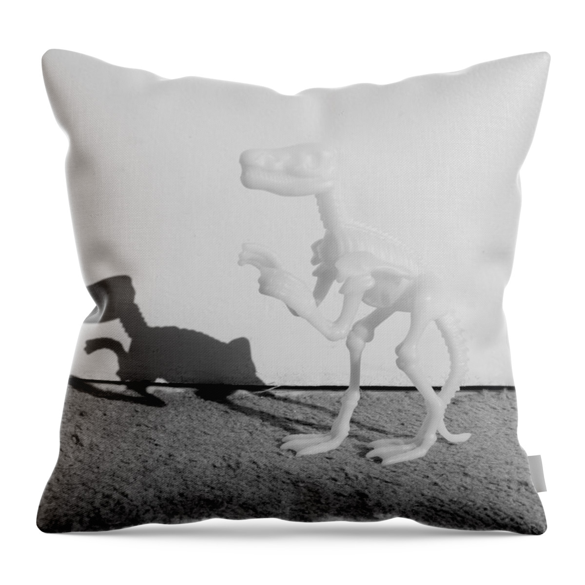 Dinosaur Throw Pillow featuring the photograph Dino B W by Rob Hans