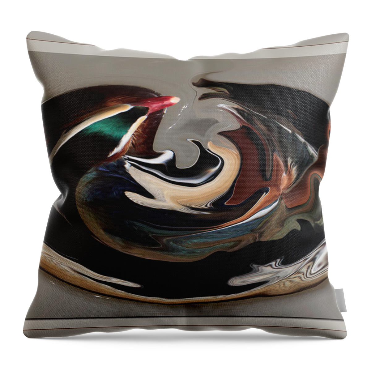 Duck Art Print Throw Pillow featuring the photograph Disoriented Duck by Lucy VanSwearingen