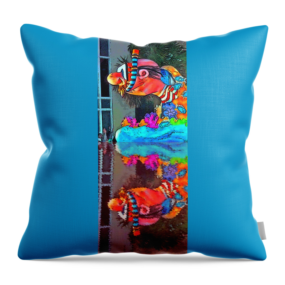 Digital Art Throw Pillow featuring the photograph Diver's Reflection by Marian Bell