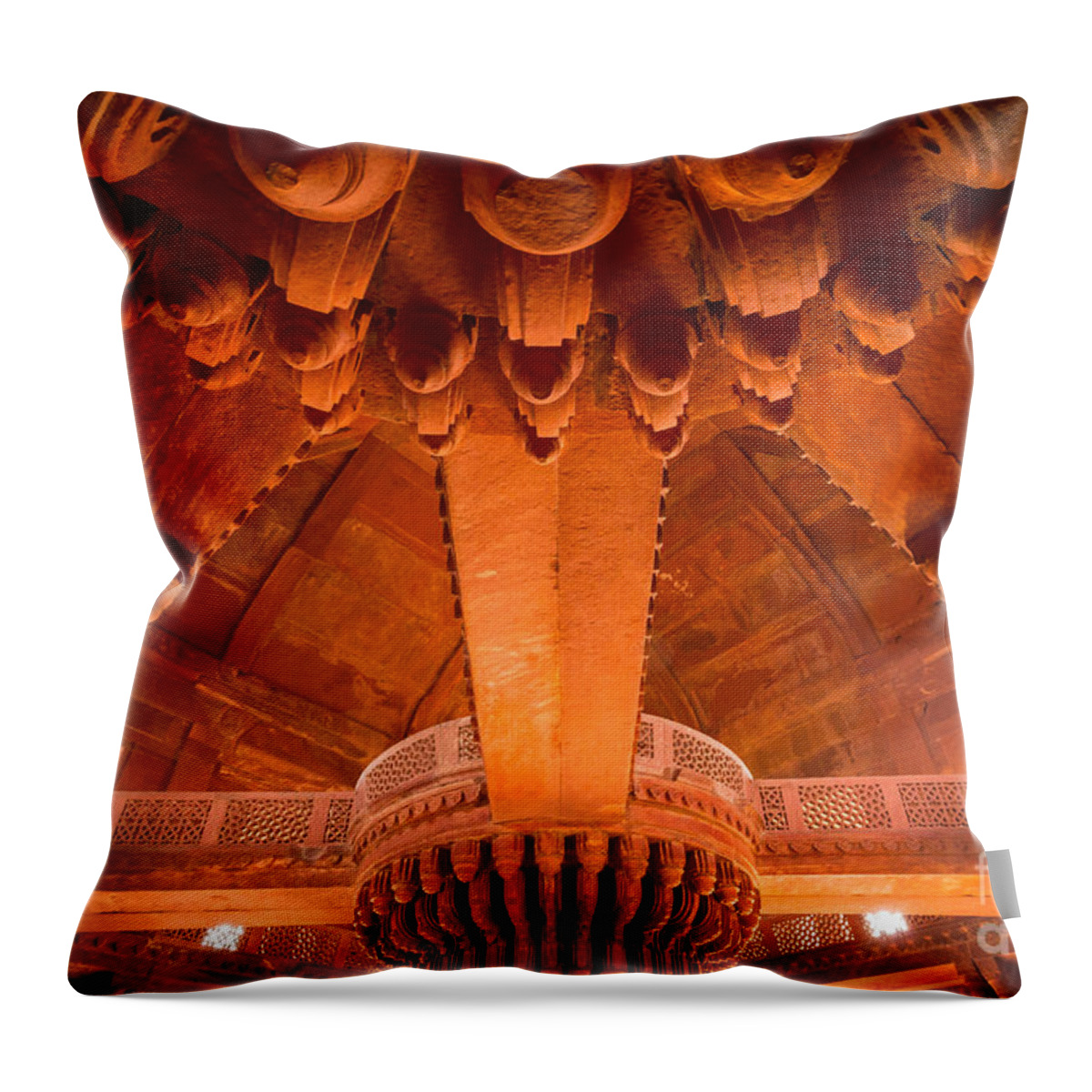 Agra Throw Pillow featuring the photograph Diwan-i-Khas Ceiling by Inge Johnsson