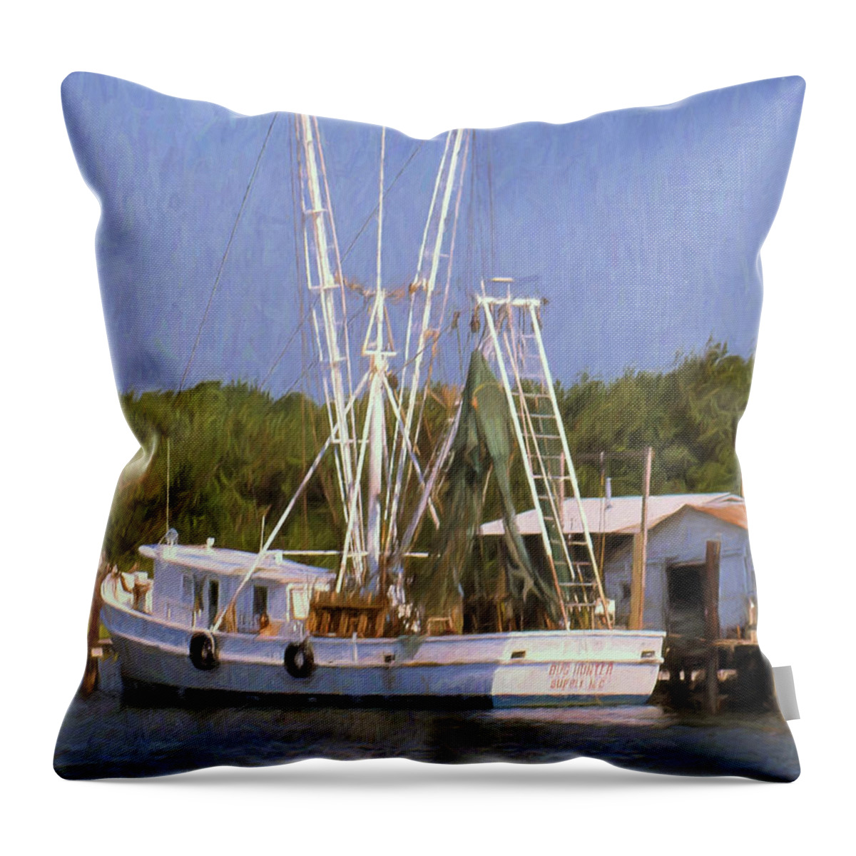 Dock Side Throw Pillow featuring the digital art Dock Side by Richard Rizzo