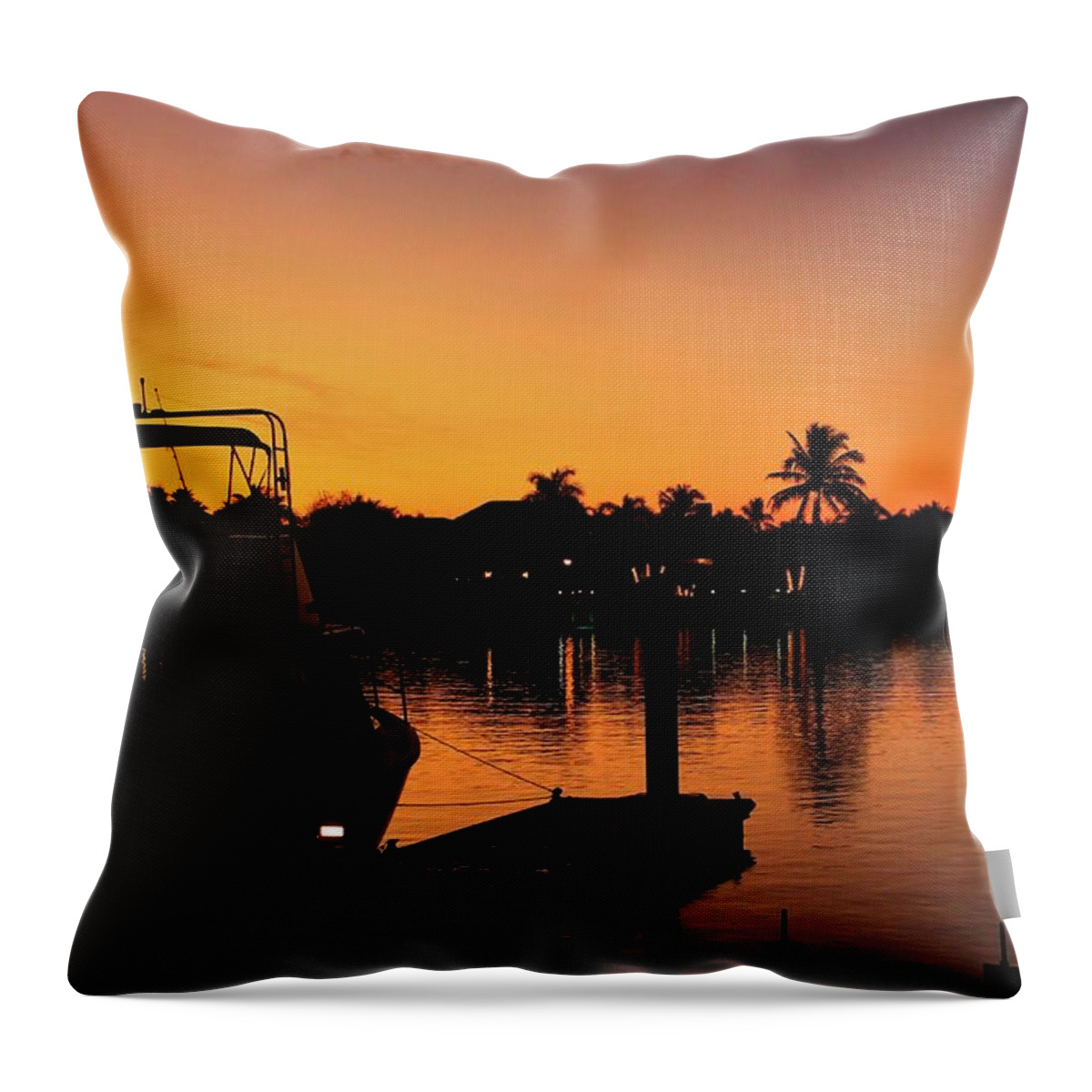 Jupiter Throw Pillow featuring the photograph Docked for the Night by Catie Canetti