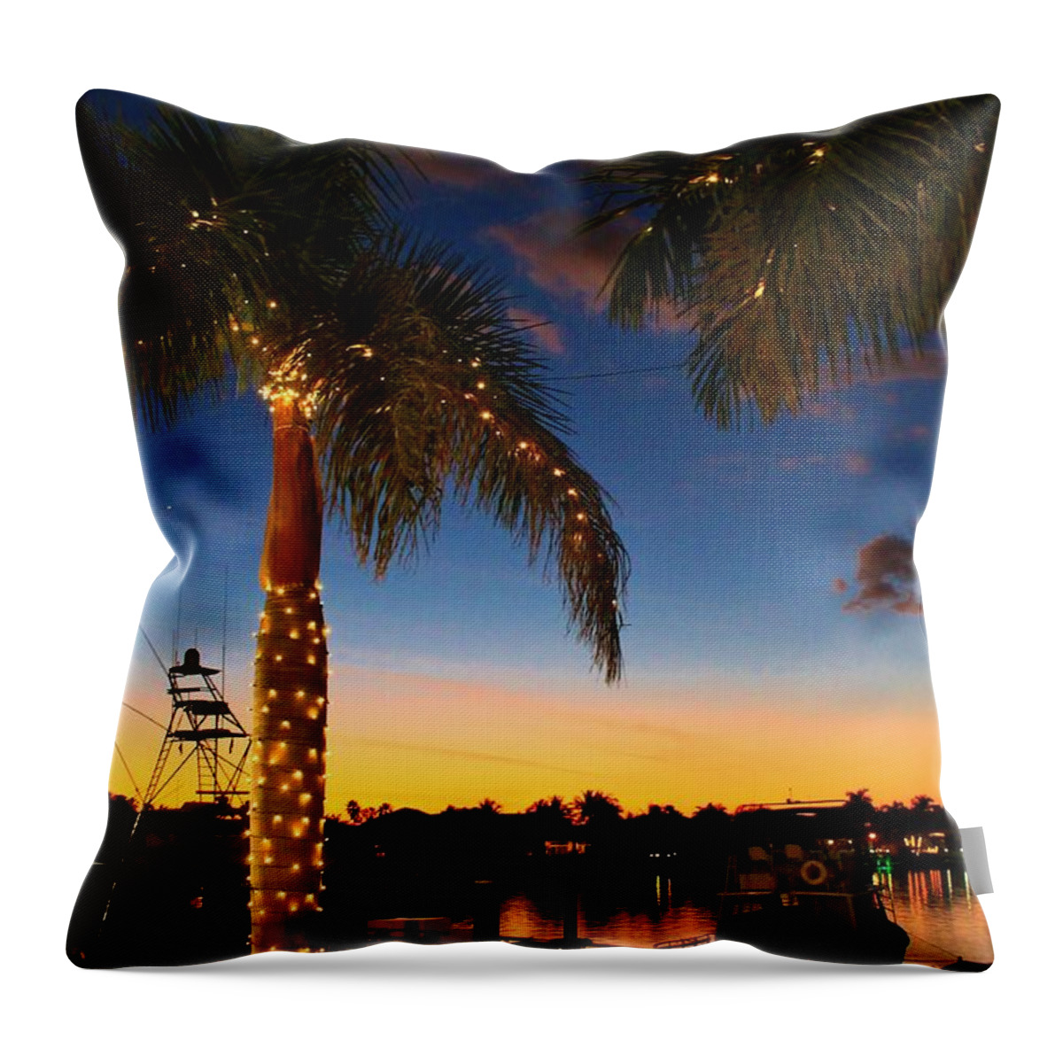 Jupiter Throw Pillow featuring the photograph Docks at Dusk by Catie Canetti