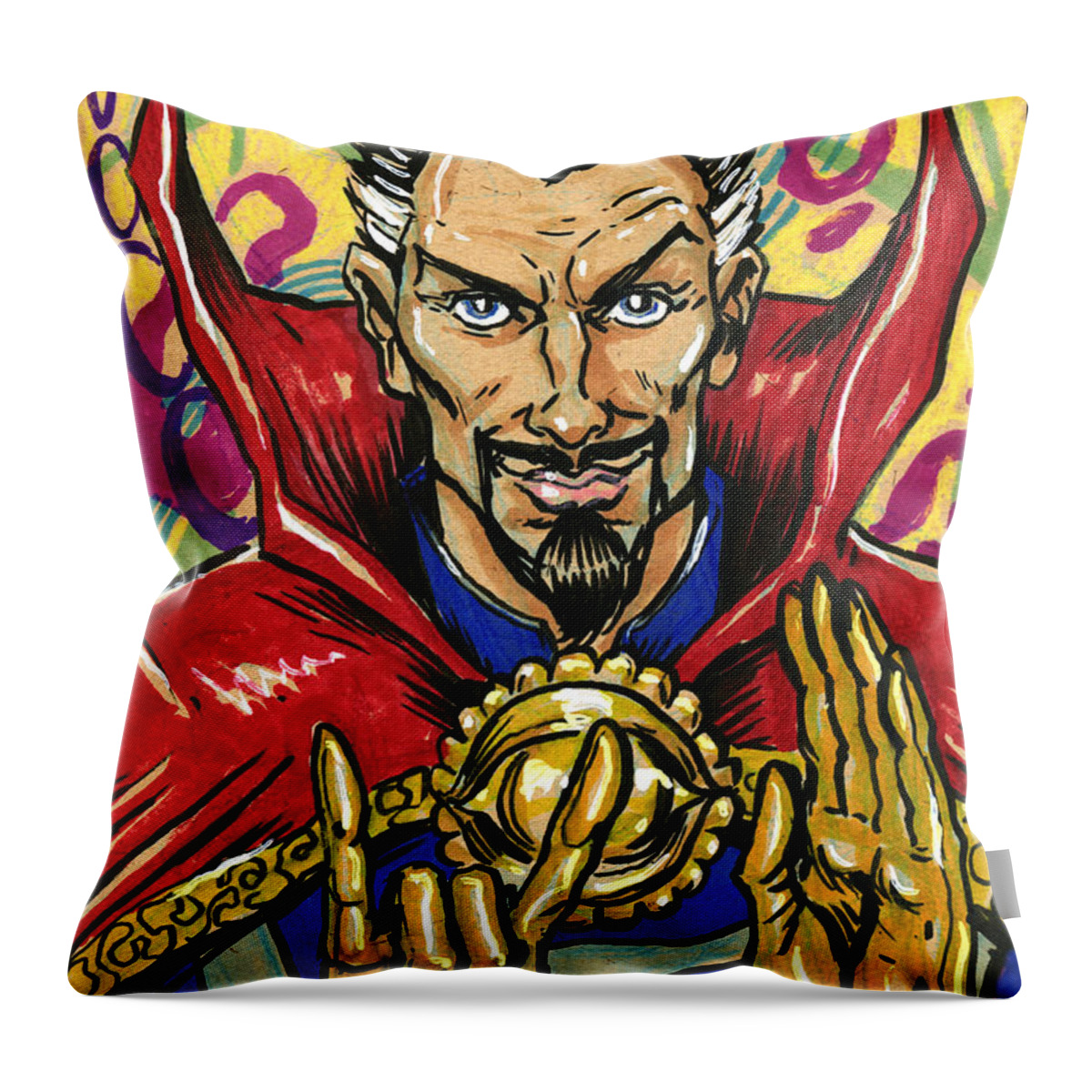 Dr. Strange Throw Pillow featuring the drawing Doctor Strange by John Ashton Golden