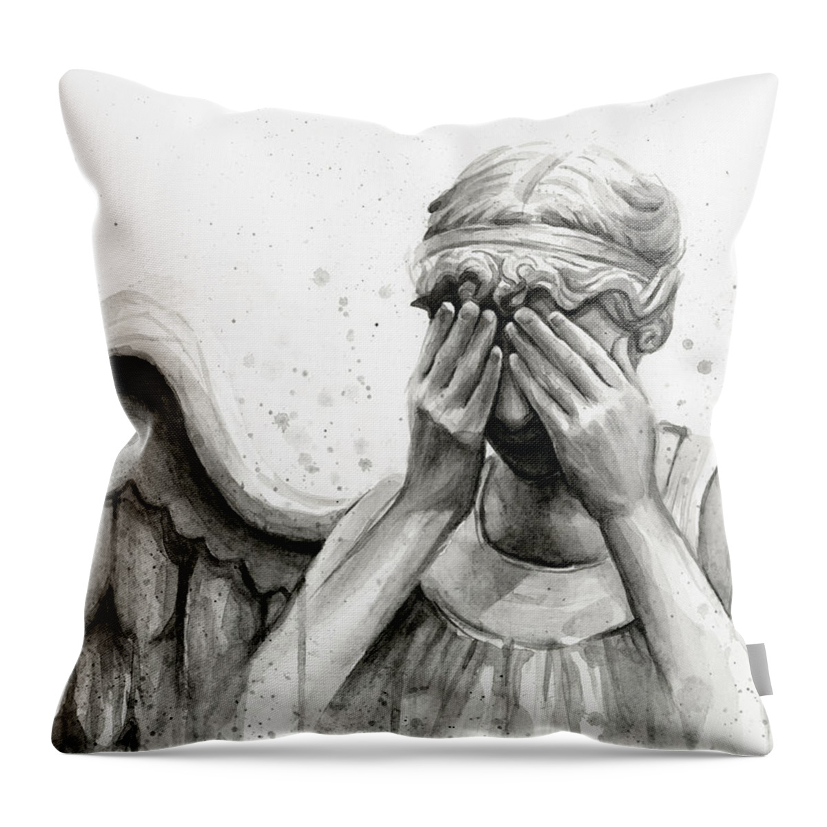 Who Throw Pillow featuring the painting Doctor Who Weeping Angel Don't Blink by Olga Shvartsur