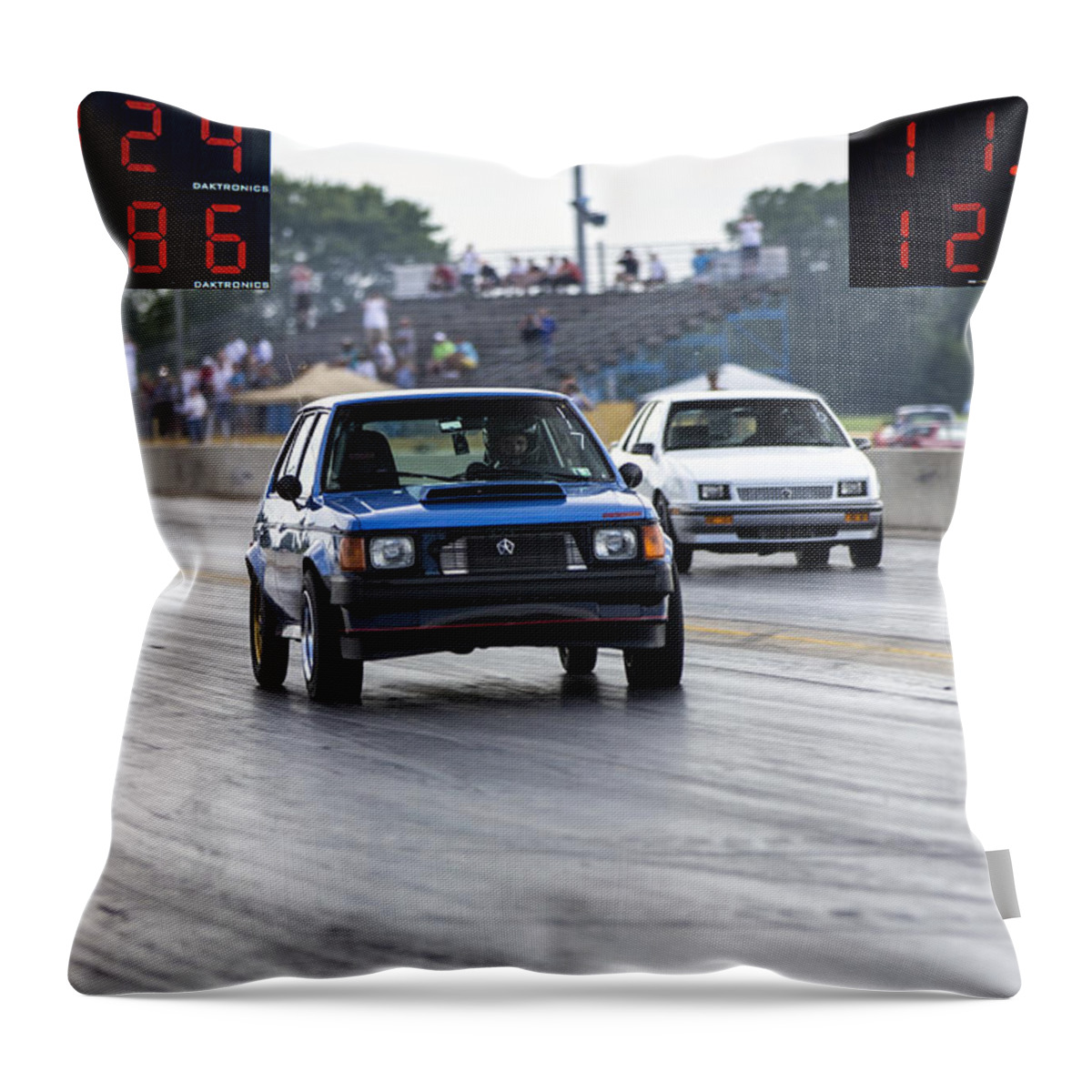 Dodge Throw Pillow featuring the photograph Dodge Omni GLH vs RWD Dodge Shadow by Josh Bryant