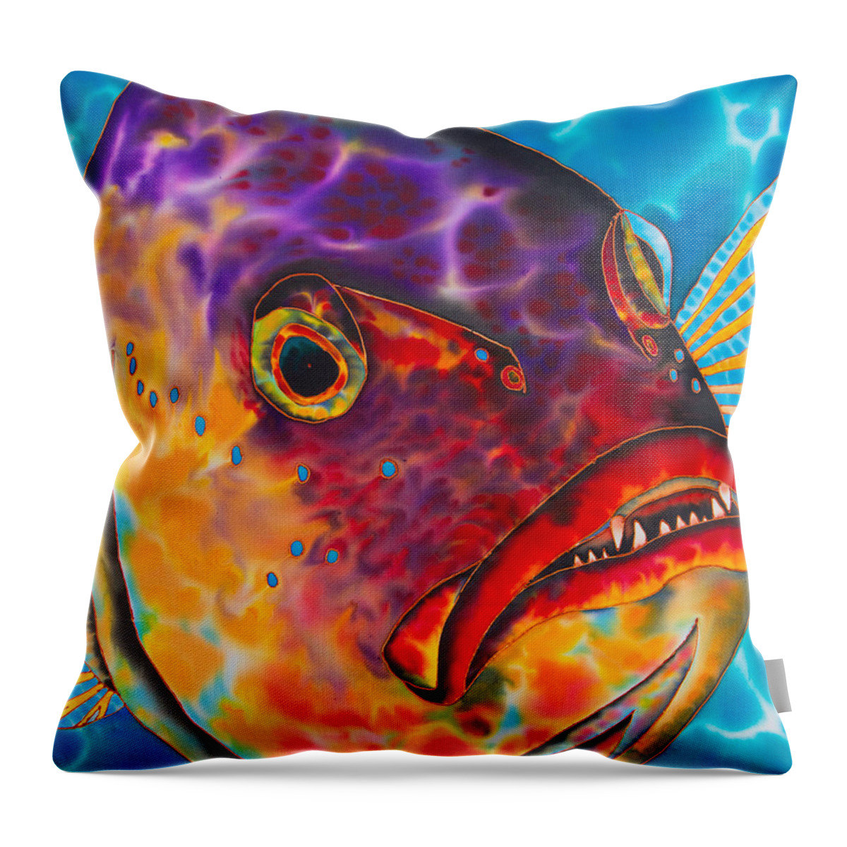 Dog Tooth Snapper Throw Pillow featuring the painting Dog Tooth Snapper by Daniel Jean-Baptiste