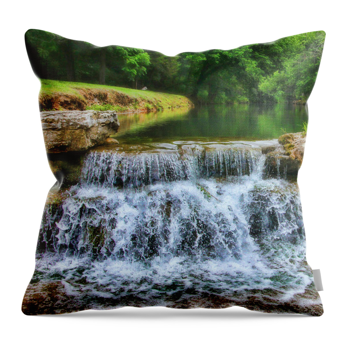 Water Throw Pillow featuring the photograph Dogwood Canyon Falls by Elizabeth Winter