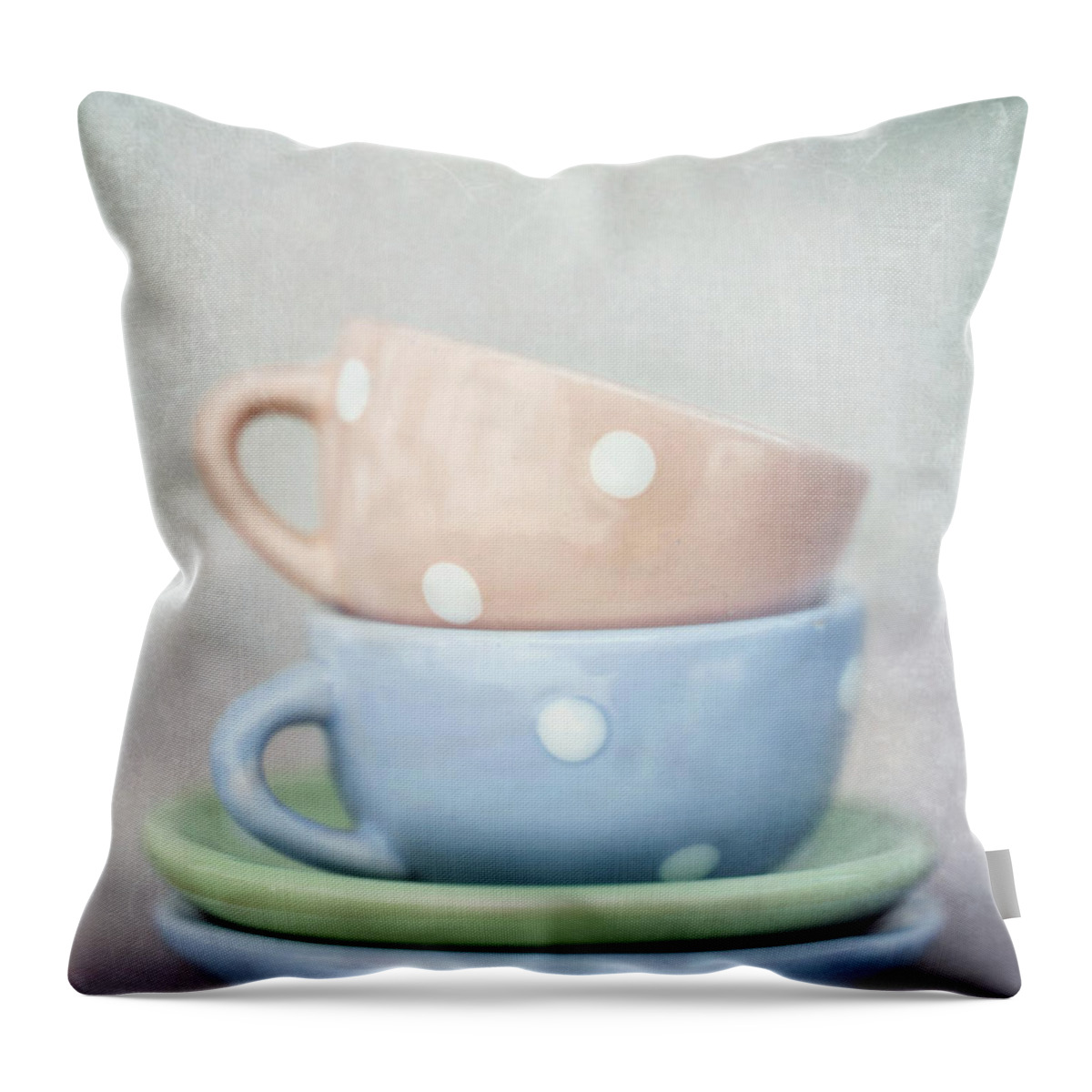 Cup Throw Pillow featuring the photograph Dolls China by Priska Wettstein