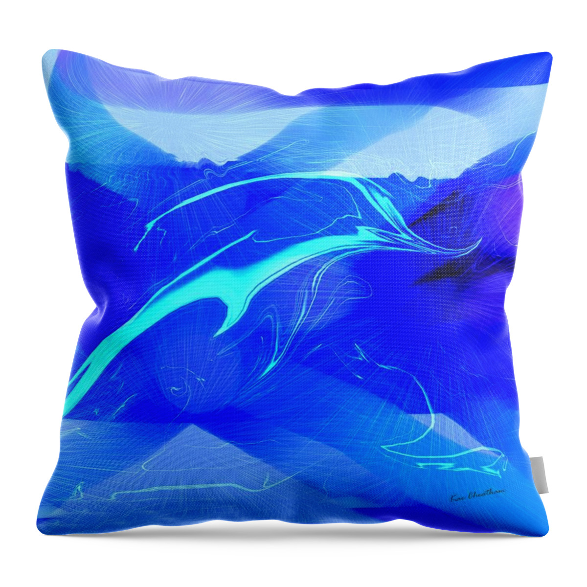 Dolphin Throw Pillow featuring the digital art Dolphin Abstract - 1 by Kae Cheatham