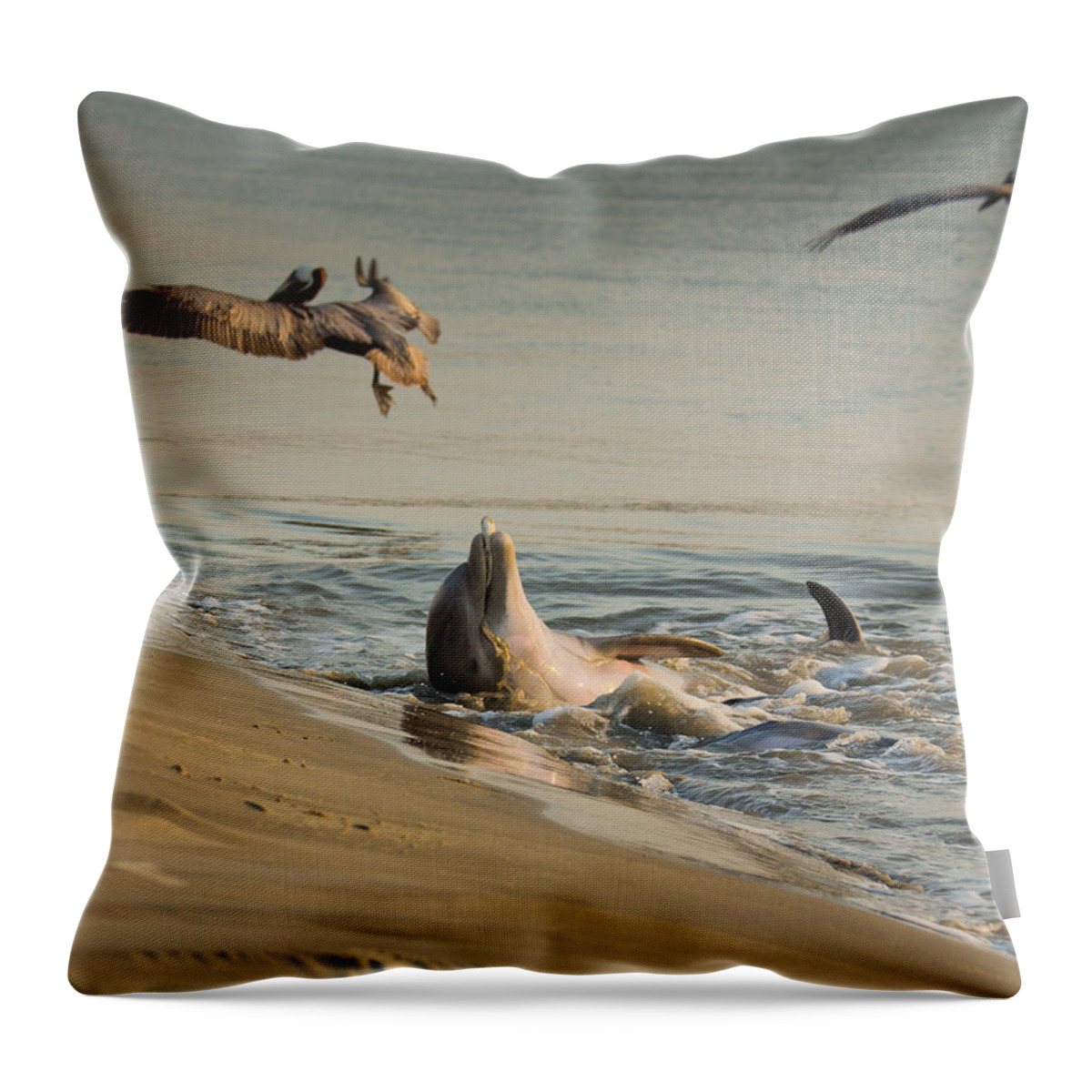 Dolphin Throw Pillow featuring the photograph Dolphin Joy by Patricia Schaefer