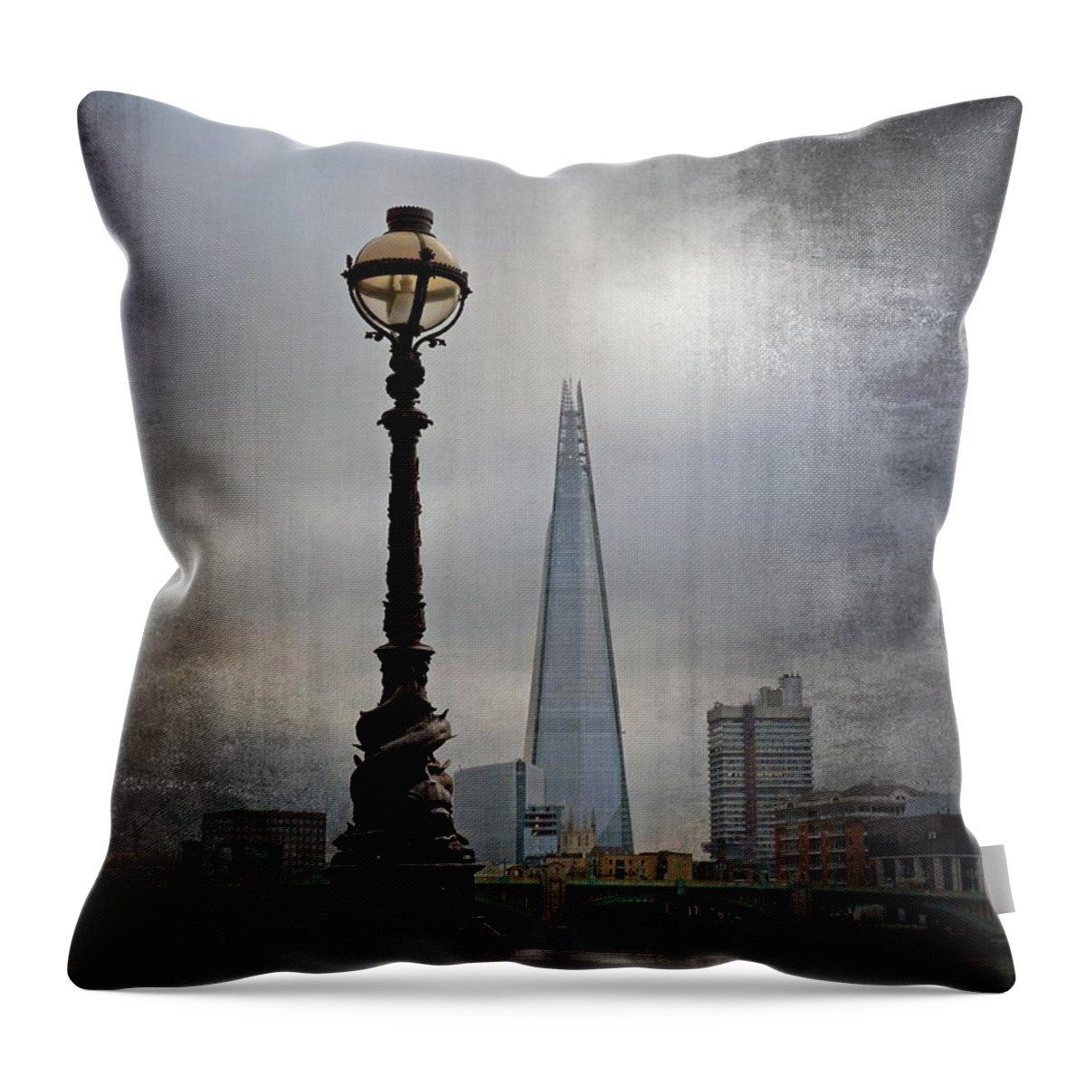 Dolphin Lamps Throw Pillow featuring the photograph Dolphin Lamp Posts London by Lynn Bolt