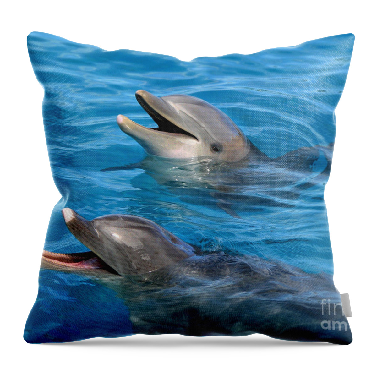 Dolphins Throw Pillow featuring the photograph Dolphins by Kristine Widney