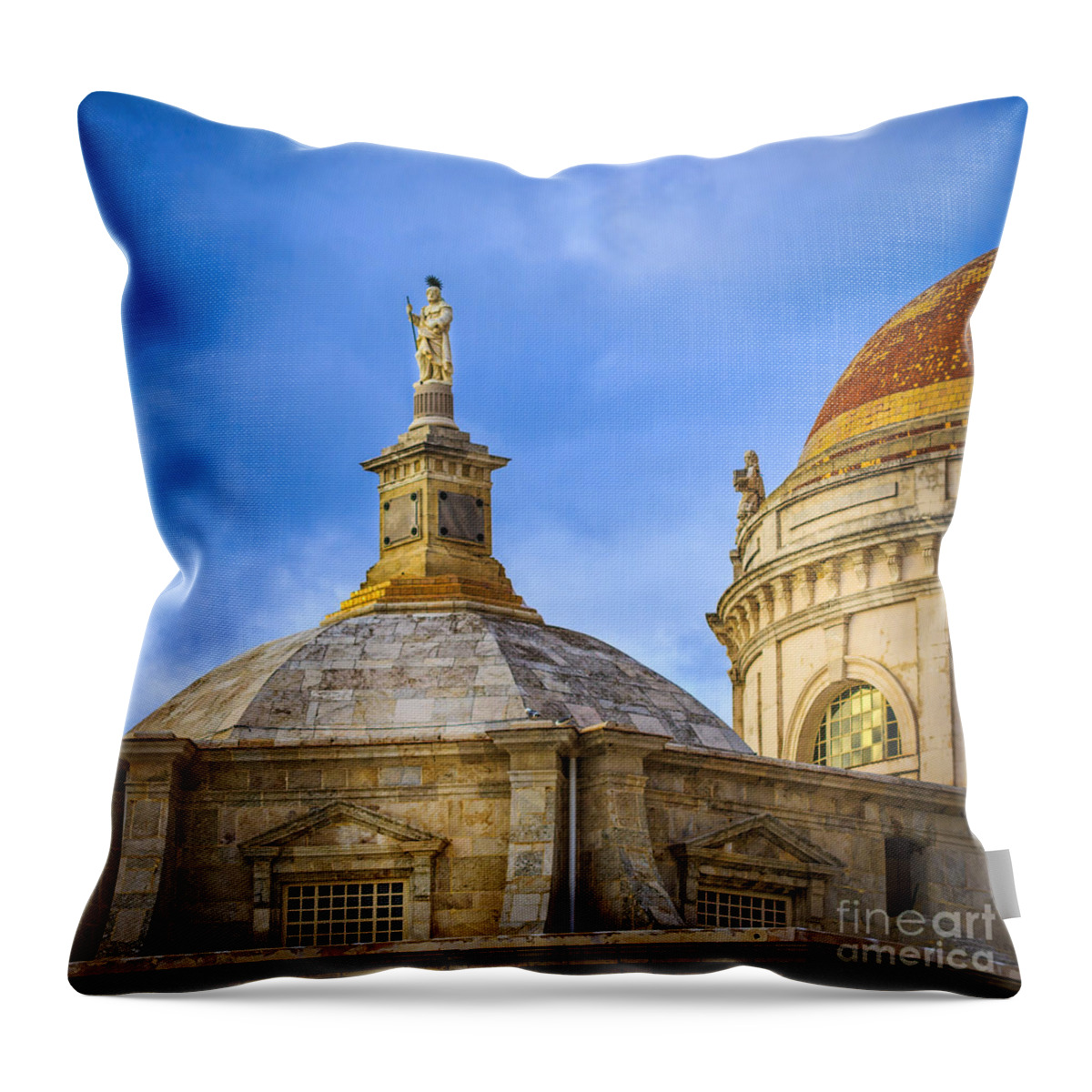 Andalucia Throw Pillow featuring the photograph Dome and Saint Cadiz Spain by Pablo Avanzini